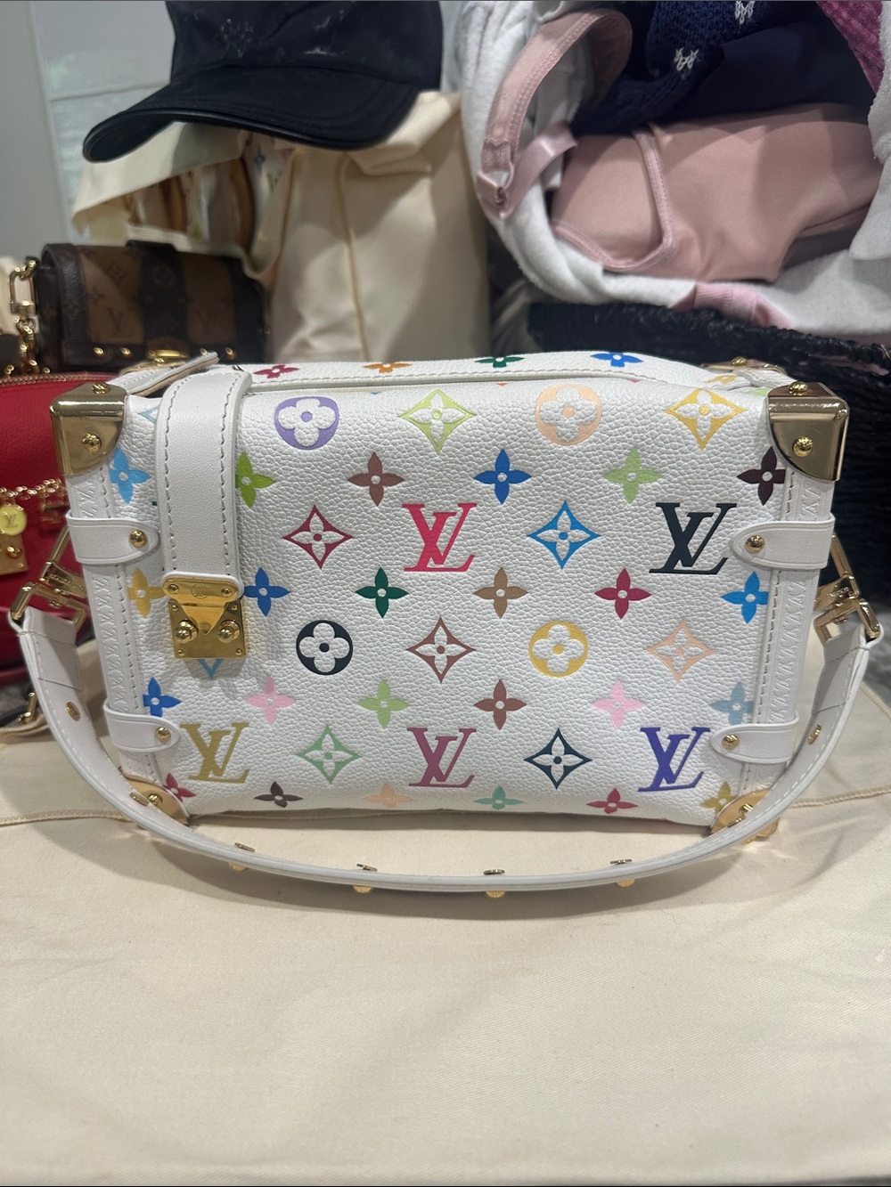 Luxury inspired White Multicolor Side Trunk MM.Like New